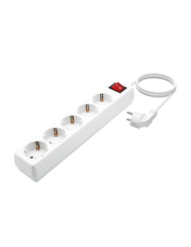 REGLETA 5 SALIDAS CON INTERRUPTOR CABLE 3X1.5MM2 BLANCO 1.4M AISENS A154-0651