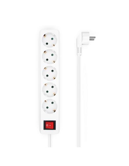 REGLETA 5 SALIDAS CON INTERRUPTOR CABLE 3X1.5MM2 BLANCO 1.4M AISENS A154-0651