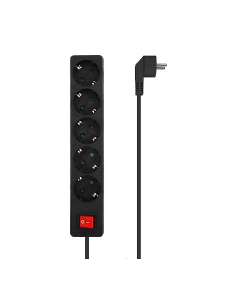 REGLETA 5 SALIDAS CON INTERRUPTOR CABLE 3X1.5MM2 NEGRO 1.4M AISENS A154-0652