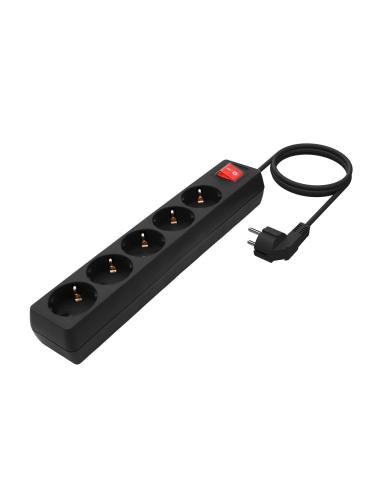 REGLETA 5 SALIDAS CON INTERRUPTOR CABLE 3X1.5MM2 NEGRO 1.4M AISENS A154-0652