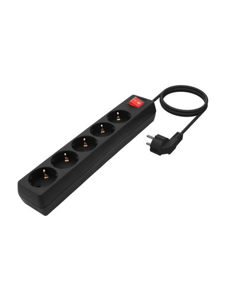REGLETA 5 SALIDAS CON INTERRUPTOR CABLE 3X1.5MM2 NEGRO 1.4M AISENS A154-0652