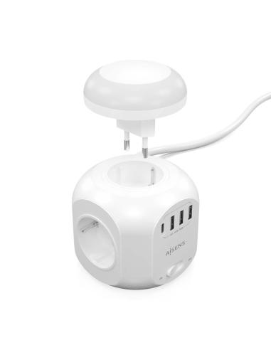 REGLETA 4 SALIDA 1XUSB-C 3XUSB-A LUZ NOCTURNA 1.8M BLANCO AISENS ASPS-3A1CL01-W