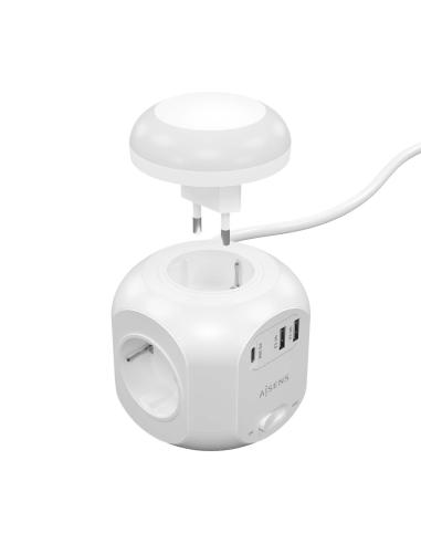REGLETA 4 SALIDA 1XUSB-C 2XUSB-A LUZ NOCTURNA 1.8M BLANC AISENS ASPS-2A1CLPQ02-W