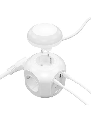 REGLETA 4 SALIDA 1XUSB-C 2XUSB-A LUZ NOCTURNA 1.8M BLANC AISENS ASPS-2A1CLPQ02-W