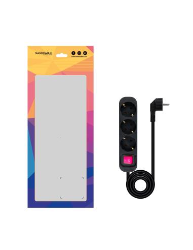 REGLETA 3 TOMAS INTERRUPTOR 1.4 M NEGRA 10.38.0003-BK NANOCABLE