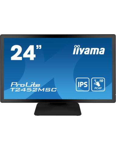 MONITOR IIYAMA 24" TACTIL CAPACITIVO T2452MSC-B1, IPS, 14 MS, HDMI, USB, DISPLAYPORT, ALT, REG INCL 90º, VESA 100 x 100