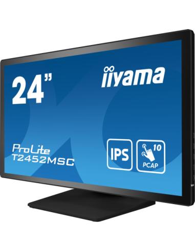 MONITOR IIYAMA 24" TACTIL CAPACITIVO T2452MSC-B1, IPS, 14 MS, HDMI, USB, DISPLAYPORT, ALT, REG INCL 90º, VESA 100 x 100