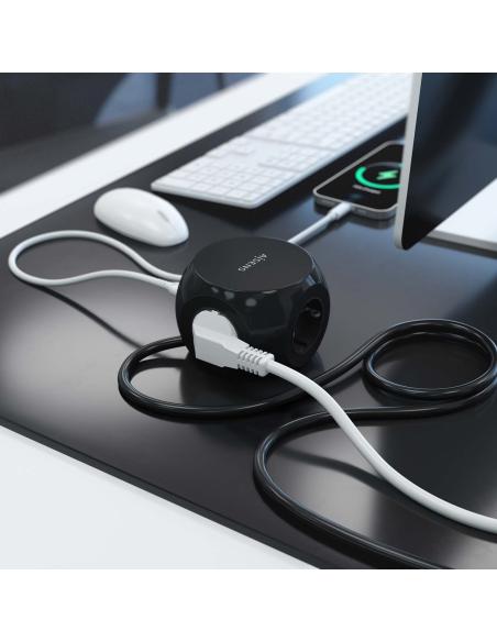 REGLETA 3 SALIDAS AISENS SOBREMESA 2XUSB-C 2XUSB-A 1.4M NEGRO ASPS-2A2C05-BK