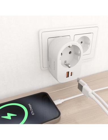 REGLETA 1 TOMAUSB-C 20W PD3.0USB-A 20W QC3.0 PARED BLANCO AISENS ASPS-1A1C06-W