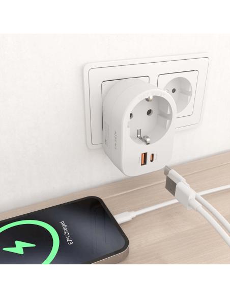 REGLETA 1 TOMAUSB-C 20W PD3.0USB-A 20W QC3.0 PARED BLANCO AISENS ASPS-1A1C06-W
