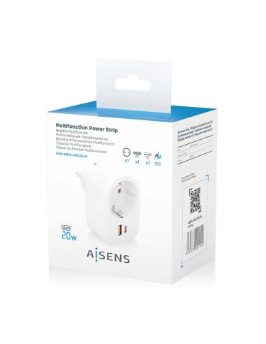 REGLETA 1 TOMAUSB-C 20W PD3.0USB-A 20W QC3.0 PARED BLANCO AISENS ASPS-1A1C06-W