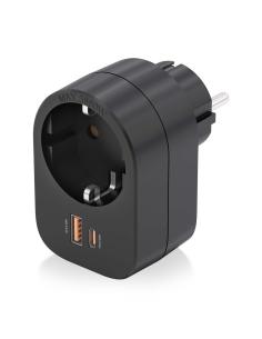 REGLETA 1 TOMAUSB-C 20W PD3.0USB-A 20W QC3.0 PARED NEGRO AISENS ASPS-1A1C07-BK 2