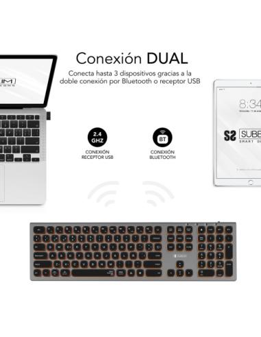 SUBBLIM Teclado Bluetooth/2.4G Master iluminado Ext G/N