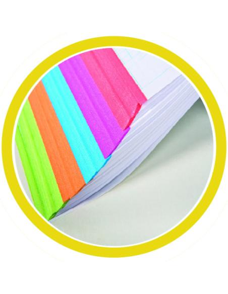 CUADERNO FIRST CLASS A4 TAPA NEGRA FORRADA MICROPERFORADO 120H 100GR 4 TALADROS 5X5 BANDA 5 COLORES PACSA 16029