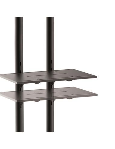 SOPORTE DE SUELO CON RUEDA TV 37-70 CON BANDEJA 600X200 TOOQ NEGRO FS1470M-B