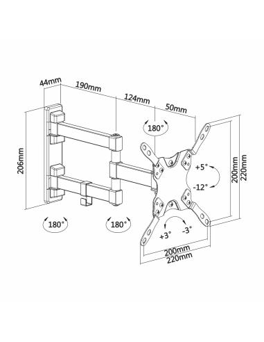 SOPORTE TV MONITOR AISENS ECO GIRA INCLINA NIVELA 20KG 3PIV 13-42 NE WT42TSLE-011