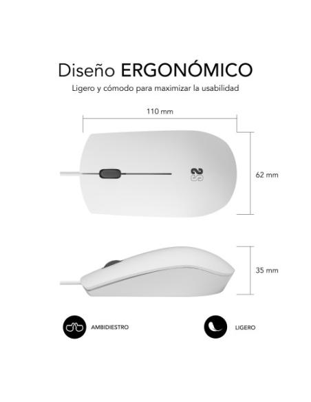 SUBBLIM Ratón Business Silencioso con cable USB 1200 DPI Blanco