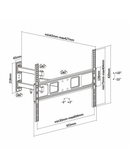 SOPORTE TV MONITOR AISENS ECO GIRA INCLINA NIVELA 35KG 37-70 NEGRO WT70TSLE-021