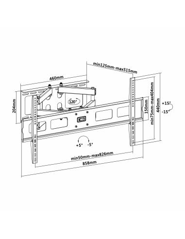 SOPORTE TV MONITOR AISENS PRO GIRA INCLINA NIVELA 60KG 37-90 NEGRO WT70TSLE-029