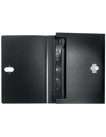 CARPETA POLIPROPILENO ACORDEON 5 POSICIONES+BOLSILLO FRONTAL BROCHE GIRATORIO A4 RECYCLE NEGRO LEITZ 46240095
