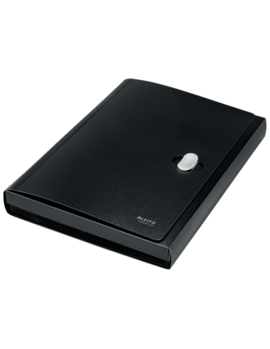 CARPETA POLIPROPILENO ACORDEON 5 POSICIONES+BOLSILLO FRONTAL BROCHE GIRATORIO A4 RECYCLE NEGRO LEITZ 46240095