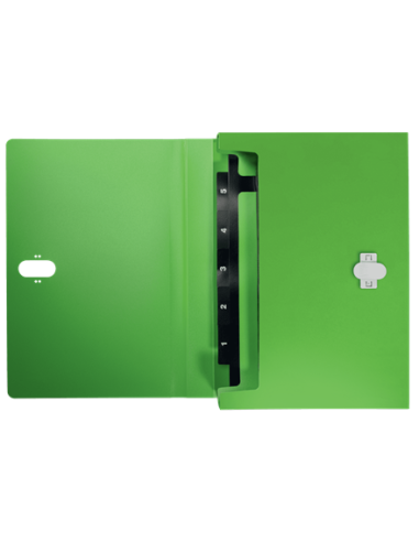 CARPETA POLIPROPILENO ACORDEON 5 POSICIONES+BOLSILLO FRONTAL BROCHE GIRATORIO A4 RECYCLE VERDE LEITZ 46240055