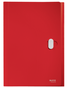 CARPETA POLIPROPILENO ACORDEON 5 POSICIONES+BOLSILLO FRONTAL BROCHE GIRATORIO A4 RECYCLE ROJO LEITZ 46240025 2