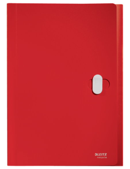 CARPETA POLIPROPILENO ACORDEON 5 POSICIONES+BOLSILLO FRONTAL BROCHE GIRATORIO A4 RECYCLE ROJO LEITZ 46240025