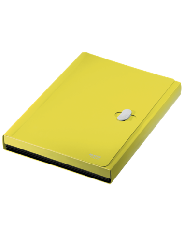 CARPETA POLIPROPILENO ACORDEON 5 POSICIONES+BOLSILLO FRONTAL BROCHE GIRATORIO A4 RECYCLE AMARILLO LEITZ 46240015