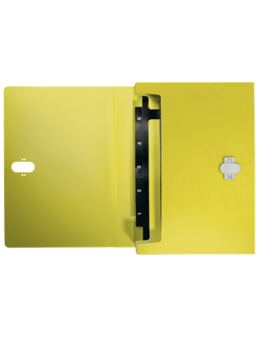CARPETA POLIPROPILENO ACORDEON 5 POSICIONES+BOLSILLO FRONTAL BROCHE GIRATORIO A4 RECYCLE AMARILLO LEITZ 46240015