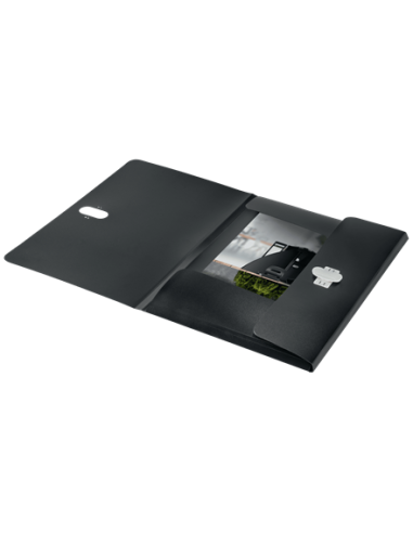 CARPETA POLIPROPILENO 3 SOLAPAS Y CIERRE BROCHE GIRATORIO A4 RECYCLE NEGRO LEITZ 46220095
