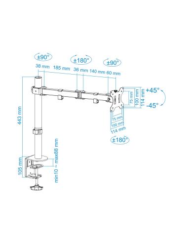 SOPORTE DE MESA MONITOR GIRA INCLI 1BRAZO 13-32 NEGRO TOOQ DB1032TN-B