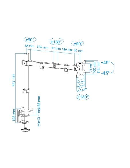 SOPORTE DE MESA MONITOR GIRA INCLI 1BRAZO 13-32 NEGRO TOOQ DB1032TN-B