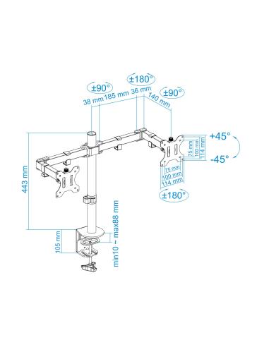 SOPORTE DE MESA MONITOR GIRA INCLI 2BRAZO 13-32 NEGRO TOOQ DB1232TN-B