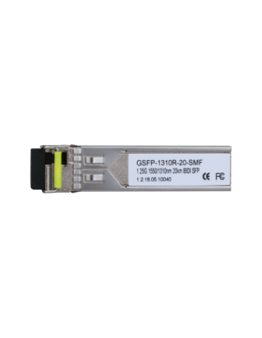 (GSFP-1310R-20-SMF) DAHUA MÓDULO ÓPTICO GIGABIT TRANSCEPTOR DE FIBRA SFP MONOMODO SM LC 1GBPS ENVÍO 1550NM RECEPCIÓN 1310NM HAST