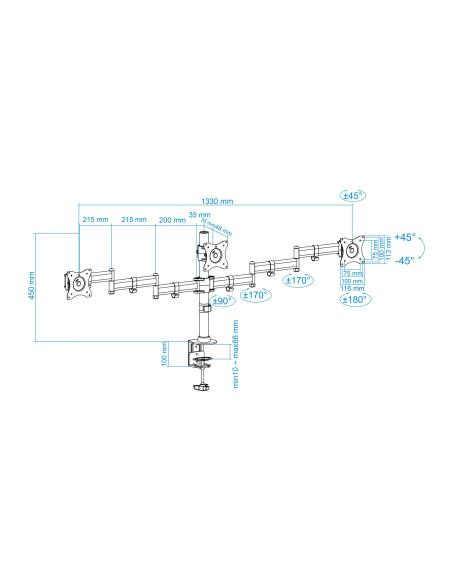 SOPORTE DE MESA MONITOR GIRA INCLI 3BRAZO 13-27 NEGRO TOOQ DB1327TN-B