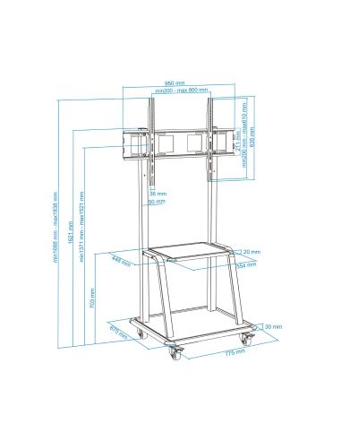 SOPORTE DE SUELO CON RUEDA TVMONITOR 37-100 NEGRO TOOQ FS20100M-B