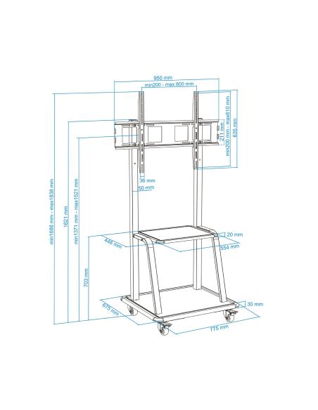 SOPORTE DE SUELO CON RUEDA TVMONITOR 37-100 NEGRO TOOQ FS20100M-B