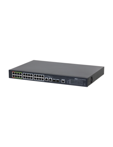 (DH-LR2226-24ET-360-V2) DAHUA SWITCH L2 EPOE GESTIONABLE 24 PUERTOS 10/100 (8 EPOE/EOC + 16 POE) + 2 UPLINK COMBO GIGABIT/SFP