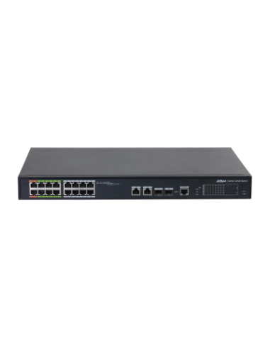 (DH-LR2218-16ET-240-V2) DAHUA SWITCH L2 EPOE GESTIONABLE 16 PUERTOS 10/100 (8 EPOE/EOC + 8 POE) + 2 UPLINK COMBO GIGABIT/SFP