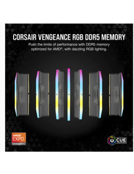MEMORIA CORSAIR DDR5 64GB 2X32GB PC5200 VENGEANCE RGB CMH64GX5M2B5200Z40K