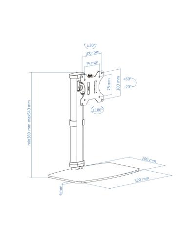 SOPORTE DE MESA MONITOR GIRA INCLI 1BRAZO 17-27 NEGRO TOOQ DB1127TN-B