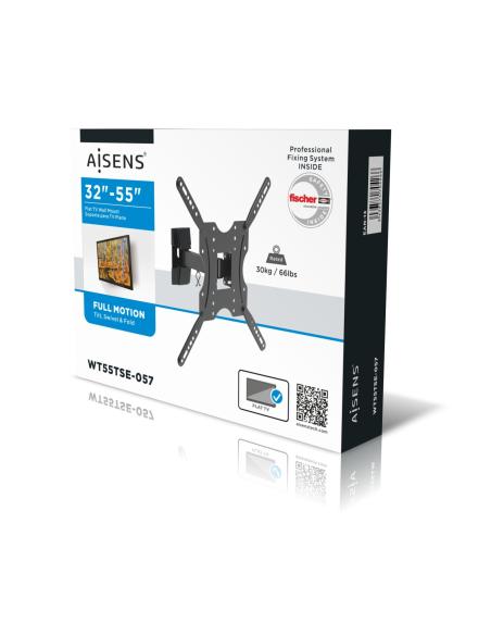 SOPORTE GIRATORIO INCLINABLE TV 30KG 2 PIVOTES 32-55 NEGRO AISENS WT55TSE-057