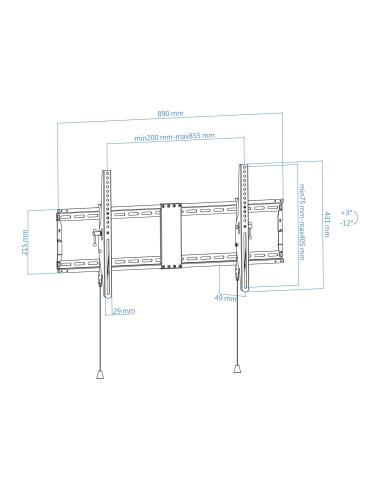 SOPORTE PARED MONITORTV 43-90 INCLINABLE MAX 70KG NEGRO TOOQ LP4391T-B
