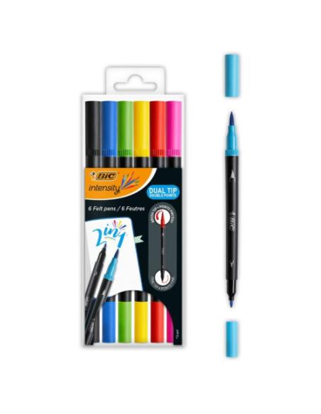 BIC Intensity Dual Tip rotulador Negro, Azul, Verde, Púrpura, Rojo, Amarillo 6 pieza(s)