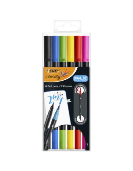 BIC Intensity Dual Tip rotulador Negro, Azul, Verde, Púrpura, Rojo, Amarillo 6 pieza(s)