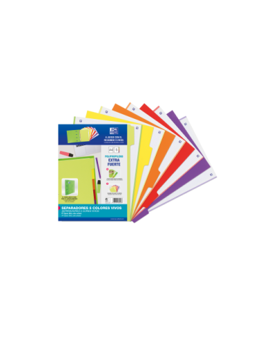 KIT SEPARADORES PP 500 MICRAS A4 5 POSICIONES COLORES VIVOS OXFORD 400159037