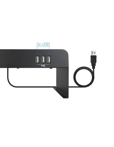 SOPORTE ELEVADOR PARA MONITORES 3XUSB TOOQ TQMR0124 NEGRO