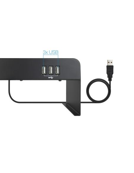SOPORTE ELEVADOR PARA MONITORES 3XUSB TOOQ TQMR0124 NEGRO