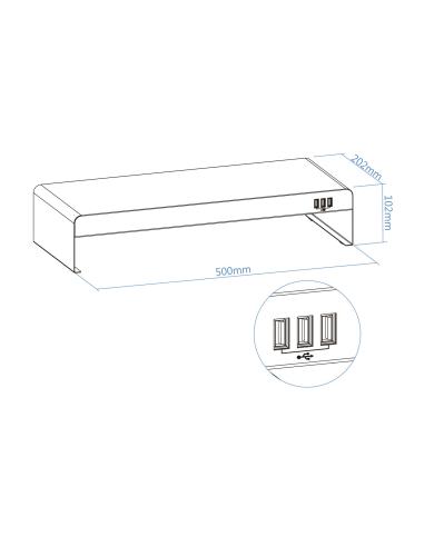 SOPORTE ELEVADOR PARA MONITORES 3XUSB TOOQ TQMR0124 NEGRO